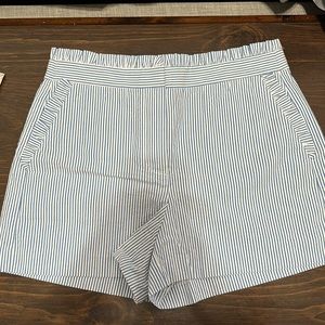 J. Crew high waisted blue and white seer sucker shorts size 4. Like new